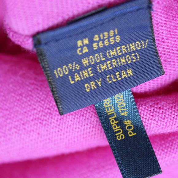 Polo Ralph Lauren Wool Sweater Womens Large Pink Merino Long Sleeve Minimalist - Picture 7 of 7